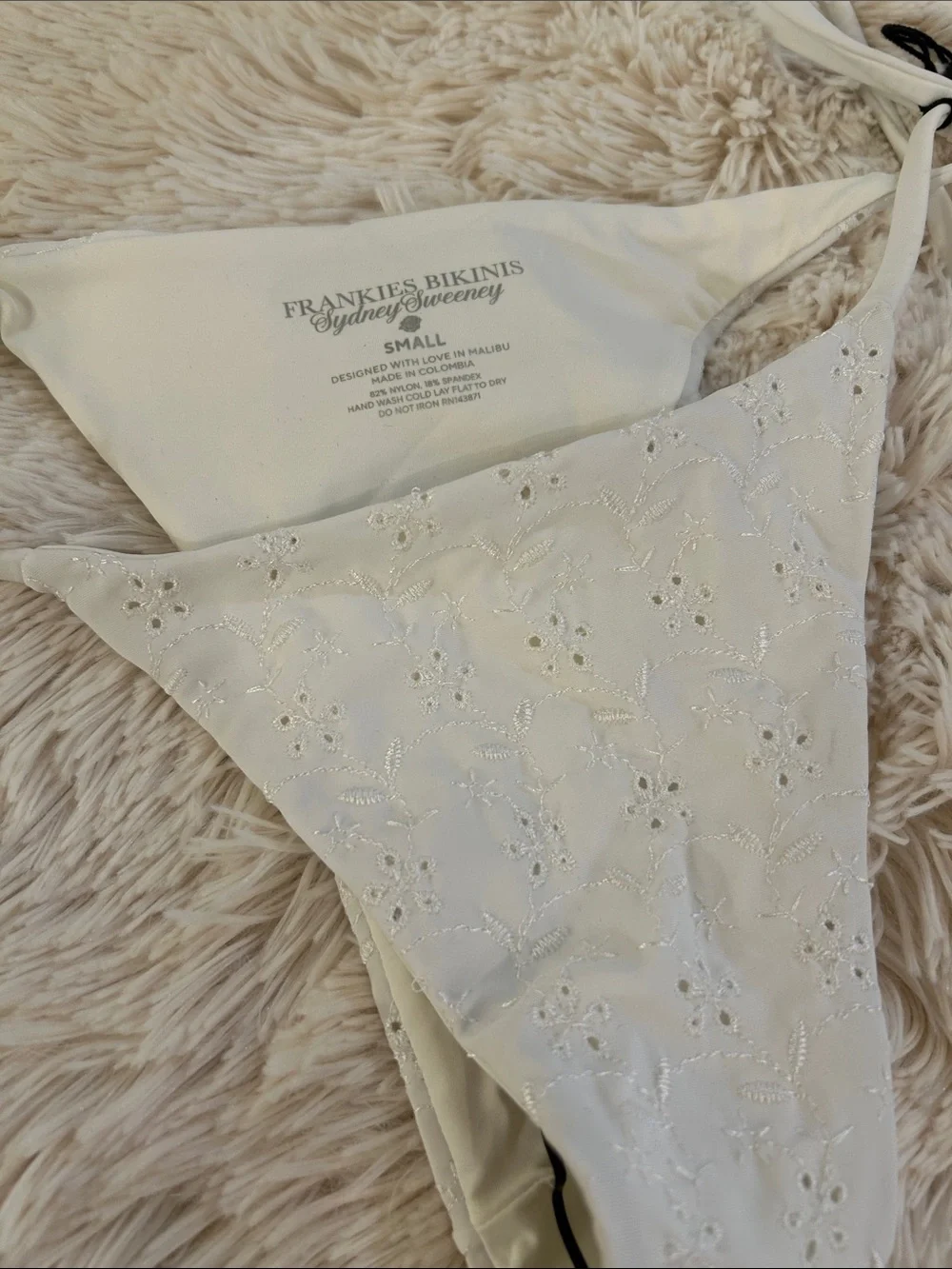 Frankie's Bikinis White Eyelet Tie-Side Bikini Bottom